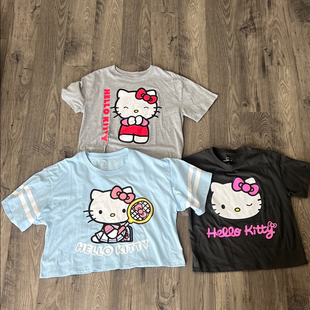 Hello Kitty Juniors T-Shirt Trio - Gray, Light Blue, Black